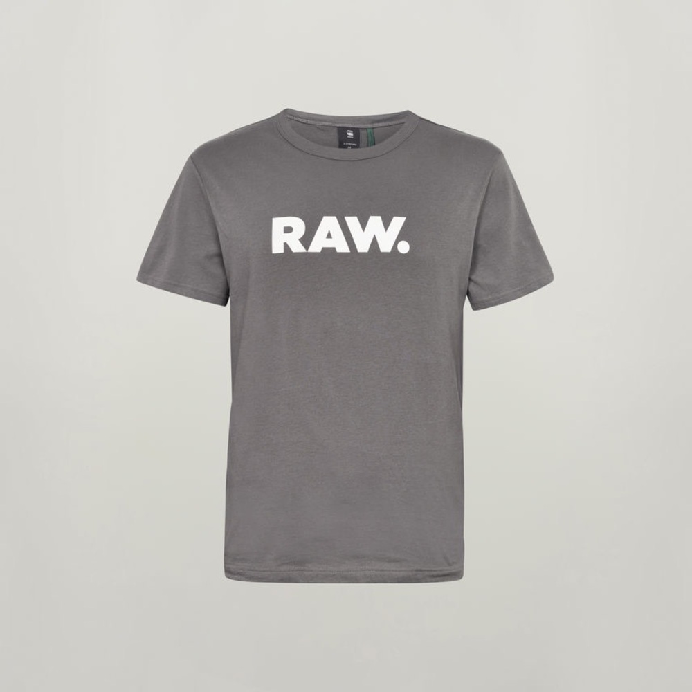 G-Star Gray T-Shirt with White RAW Logo Unisex Tshirt Small - Authentic